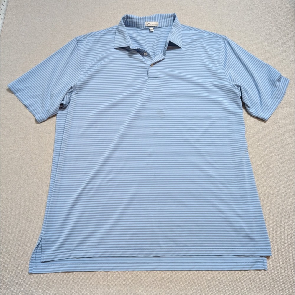 Peter Millar Polo Shirt Men's XXL Blue Striped Stretch Golf Crown Summer